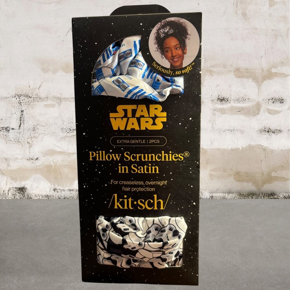 Kitsch & Star Wars Pillow Scrunchies in Satin - R2-D2 & Stormtroopers NIB